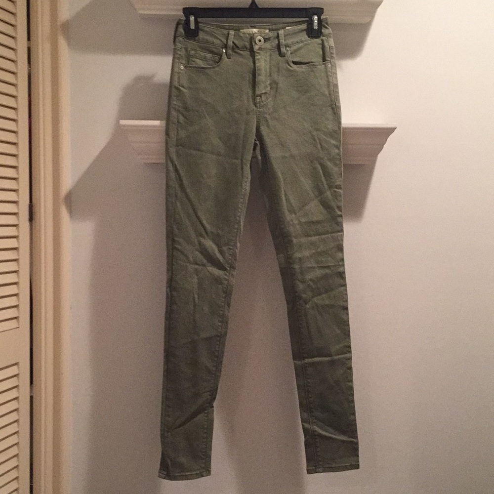 Green High Rise Skinny Jeans